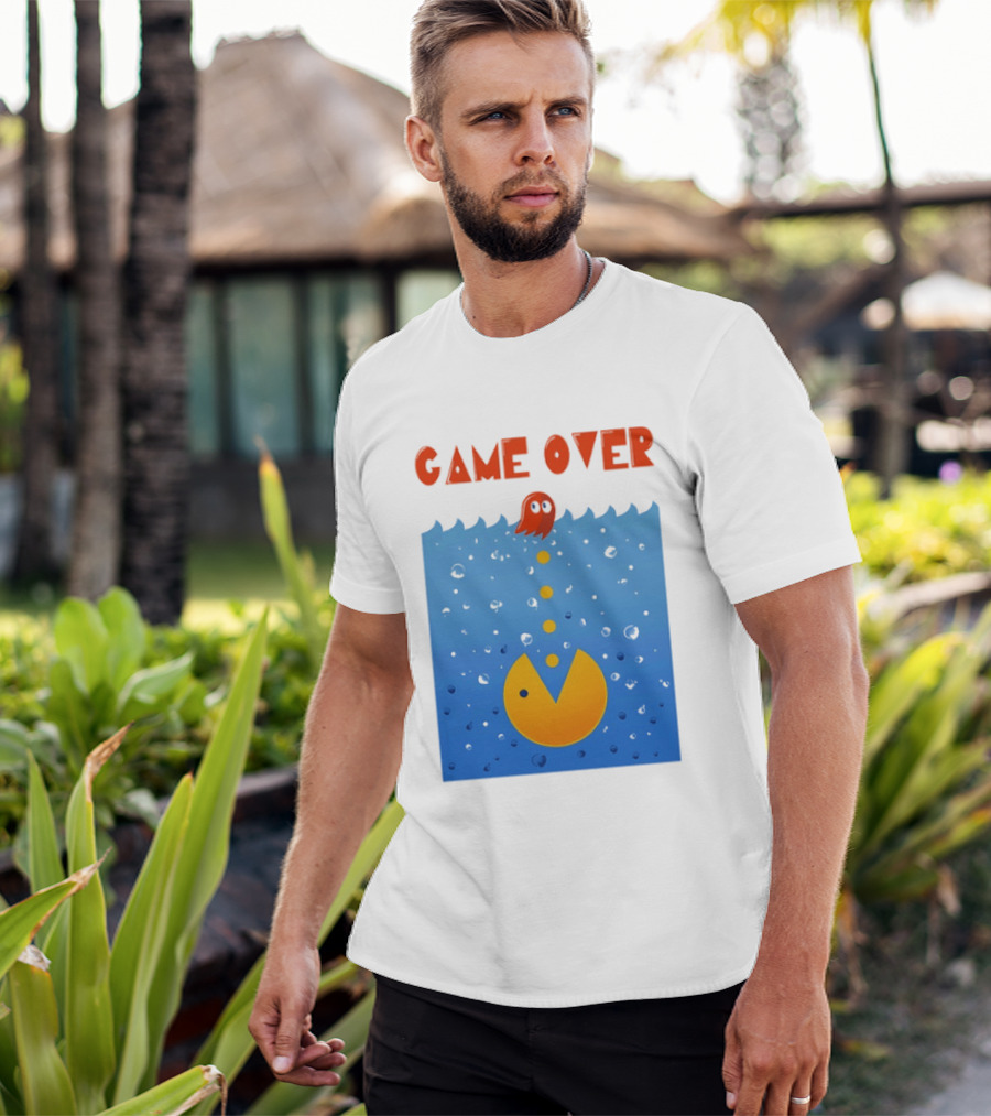 Pac Man Game Over Underwater Ghost Retro Gaming T-Shirt