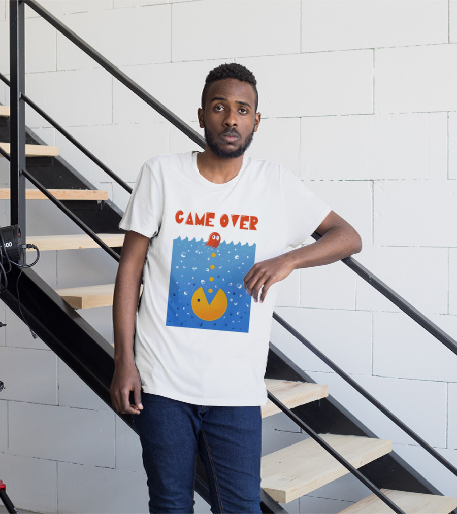 Pac Man Game Over Underwater Ghost Retro Gaming T-Shirt