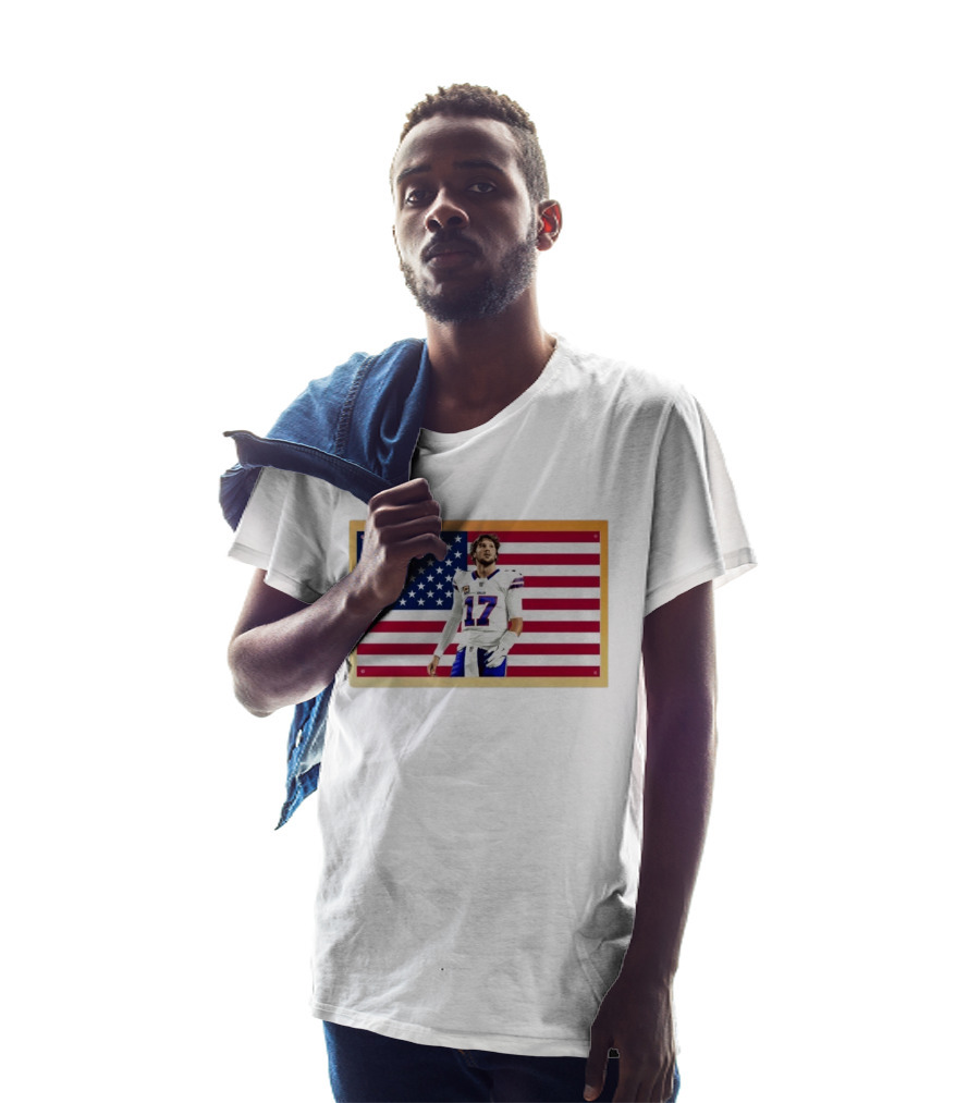 Josh Allen Buffalo Bills American Flag Football Star 17 T-Shirt