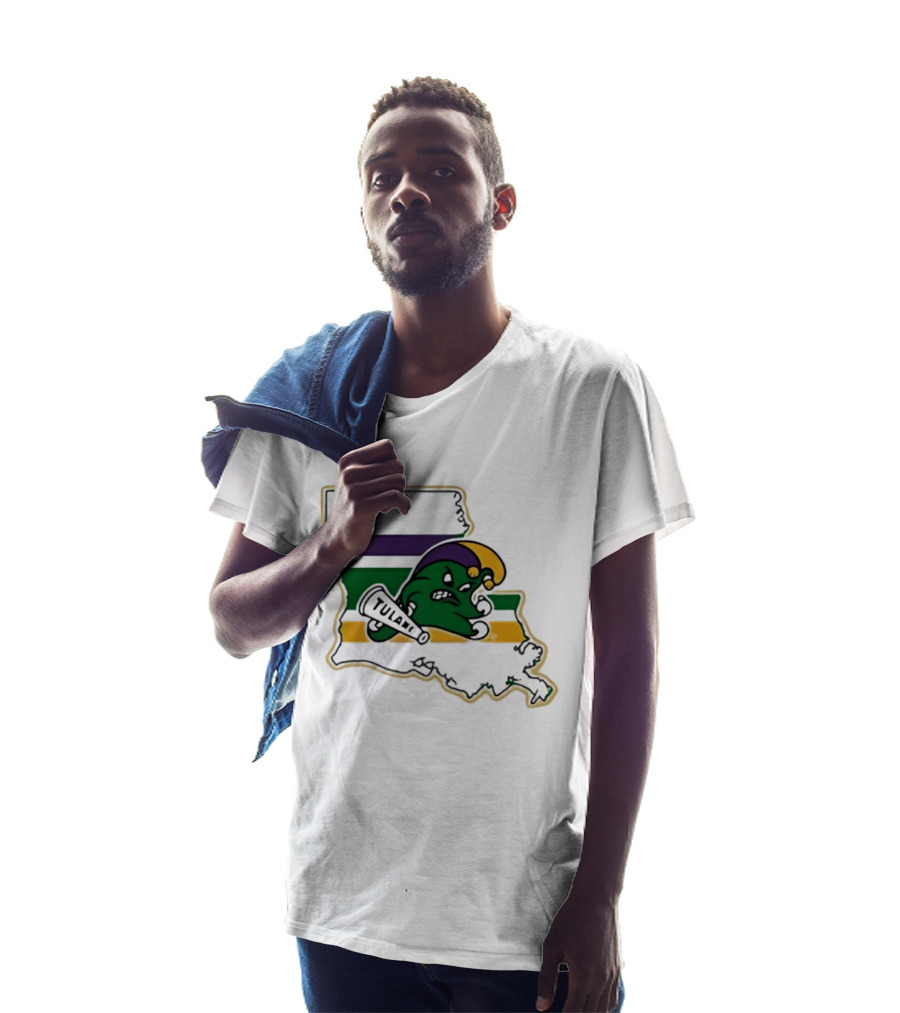 Tulane Green Wave Louisiana Mardi Gras Map T-Shirt