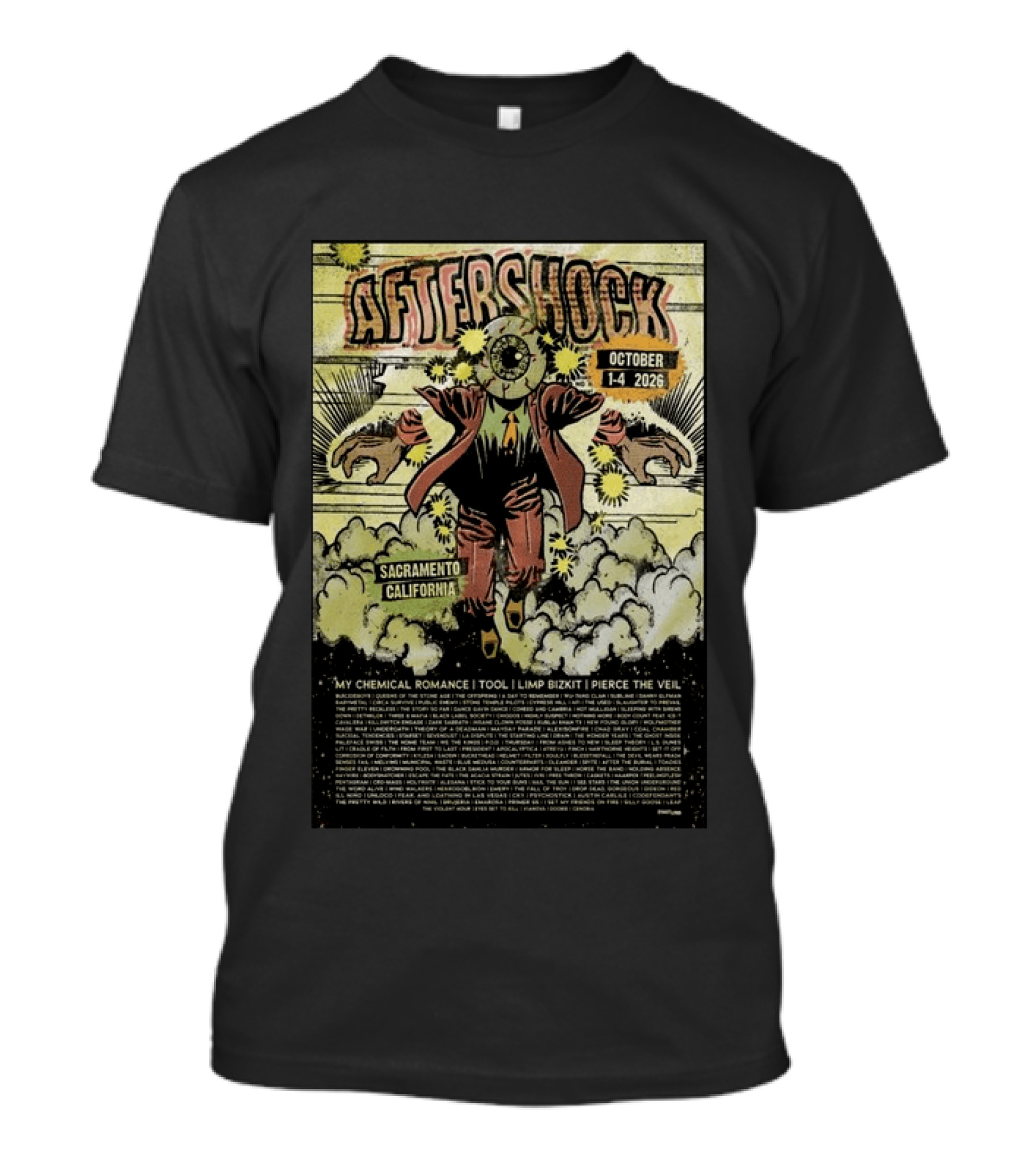 Aftershock Festival Sacramento California October 1 4 2026 My Chemical Romance Tool Limp Bizkit Pierce The Veil T-Shirt