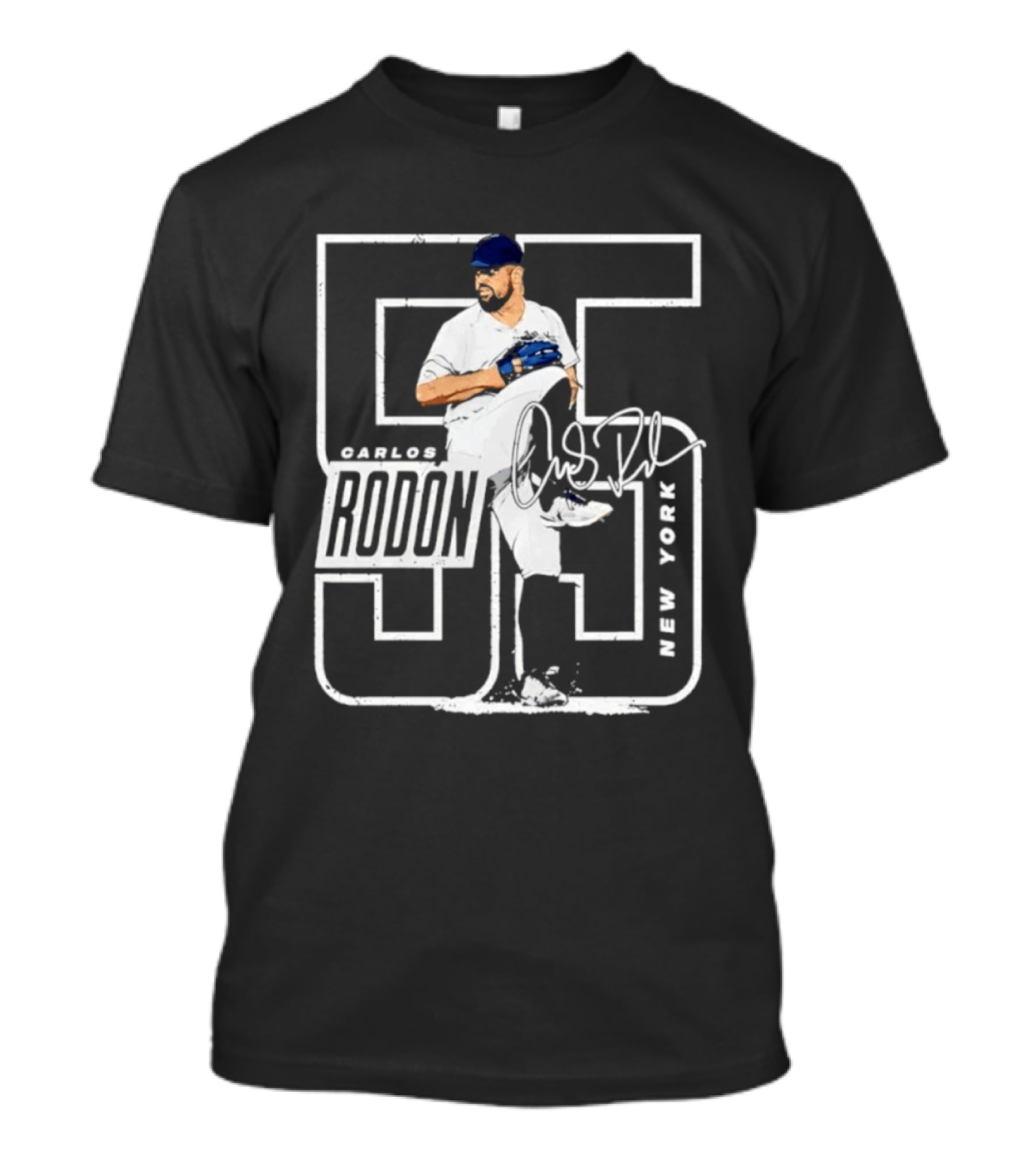 Carlos Rodon 55 New York Yankees Pitcher Signature Distressed T-Shirt