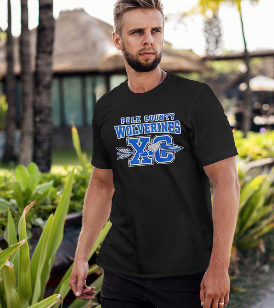 Polk County Wolverines XC Cross Country Arrow And Winged Foot T-Shirt