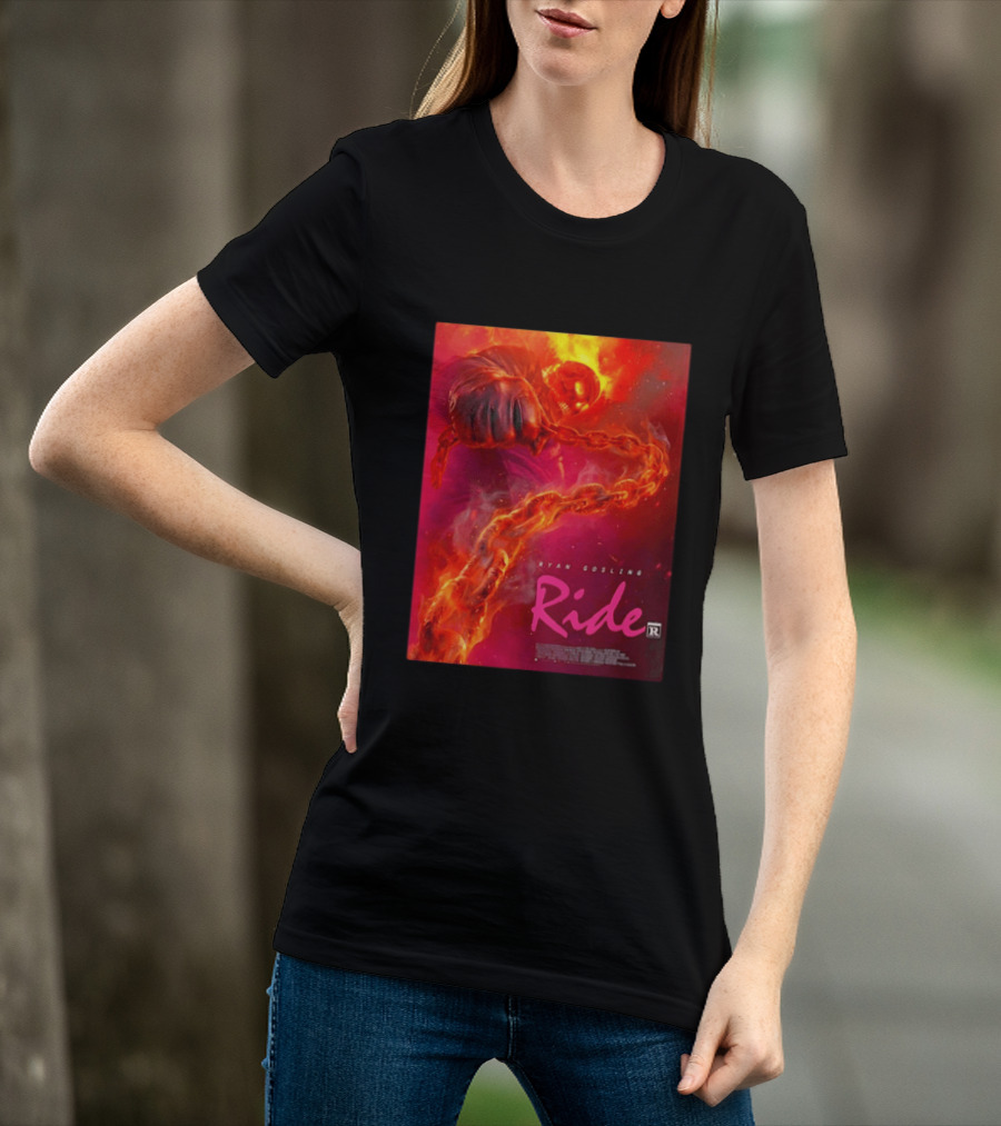 Ryan Gosling Ride Movie Ghost Rider Flaming Chain Image T-Shirt
