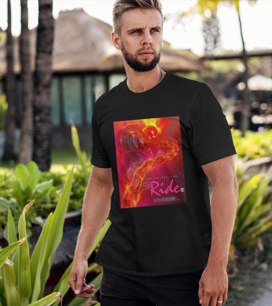 Ryan Gosling Ride Movie Ghost Rider Flaming Chain Image T-Shirt