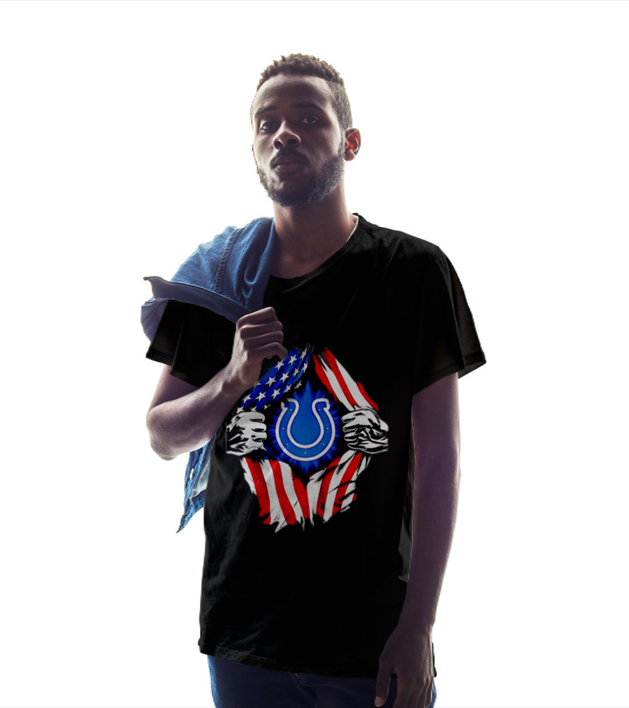 Indianapolis Colts American Flag Ripped Chest T-Shirt