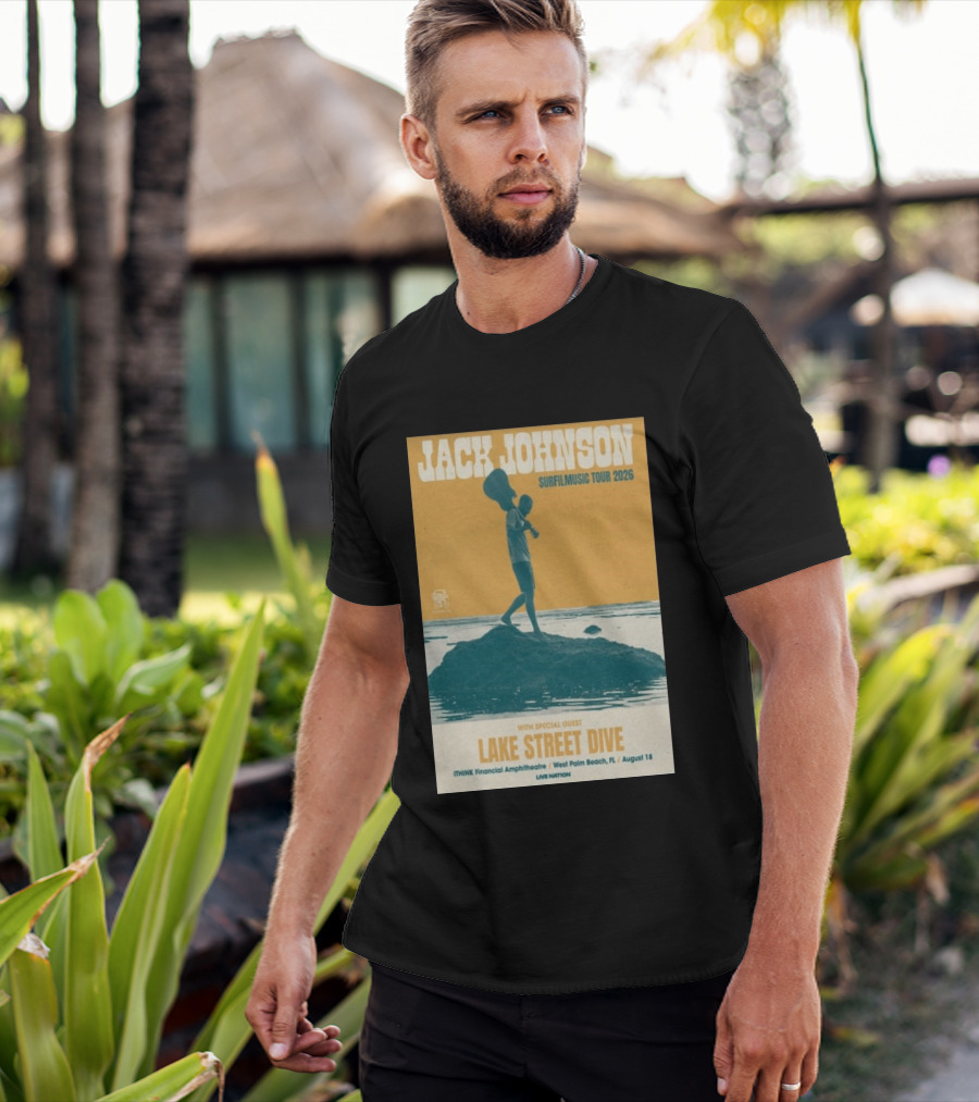 Jack Johnson Surfilmusic Tour 2026 Lake Street Dive ITHINK Financial Amphitheatre West Palm Beach August 18 T-Shirt