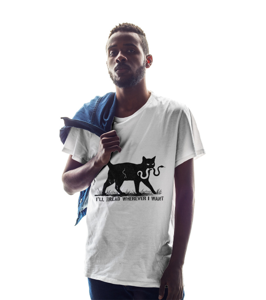 I'll Tread Wherever I Want Black Cat Snake T-Shirt