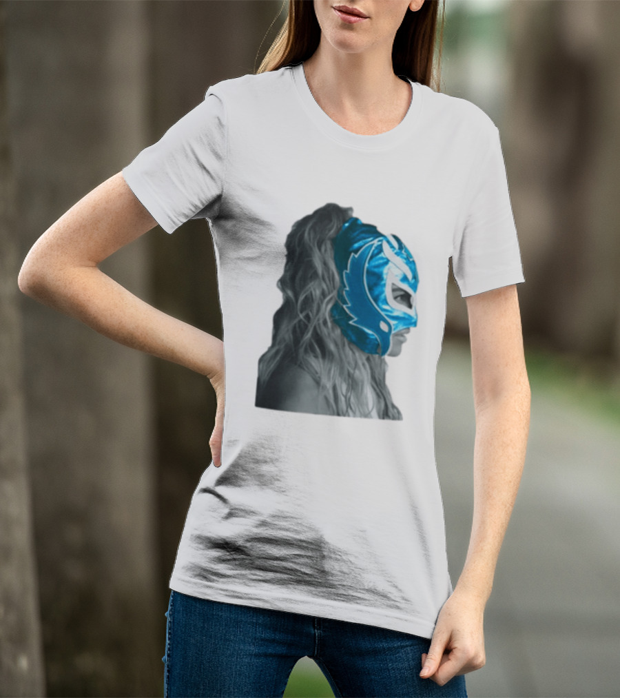 Karol G Store Limited Edition Cream Blue Luchador Mask T-Shirt