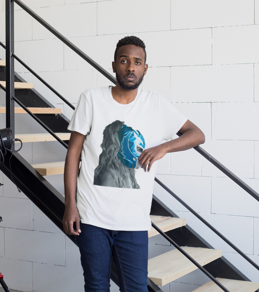 Karol G Store Limited Edition Cream Blue Luchador Mask T-Shirt