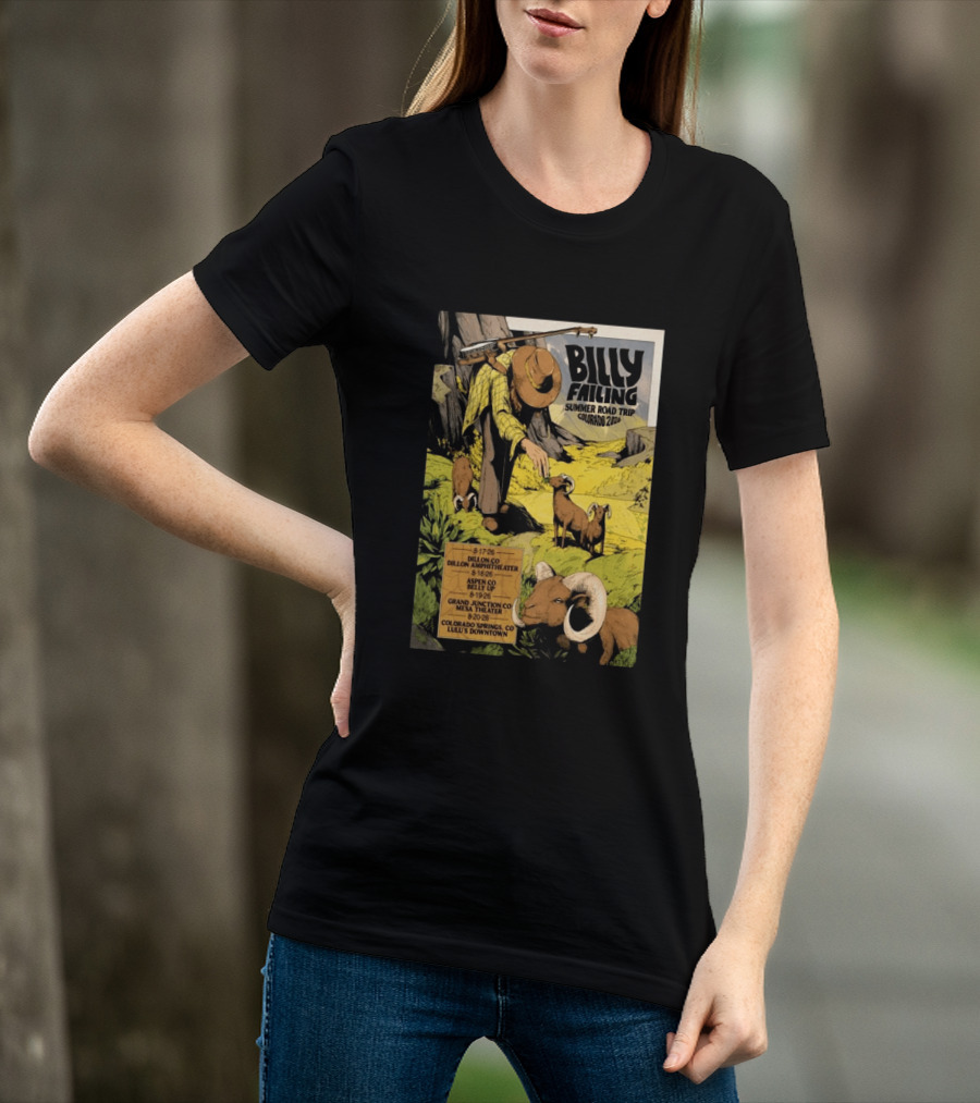 Billy Failing Summer Road Trip Colorado 2026 Dillon Amphitheater Belly Up Mesa Theater Lulu's Downtown T-Shirt