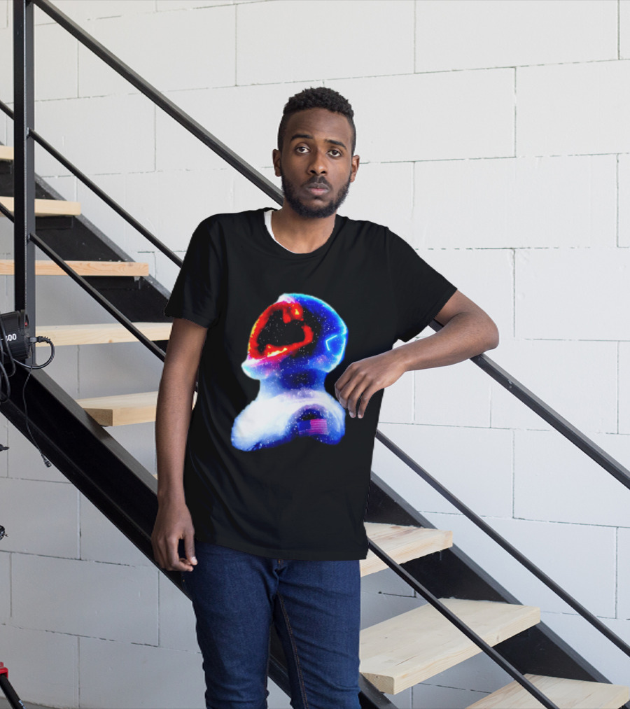 Galaxy Astronaut With American Flag Space Cosmic Adventure T-Shirt