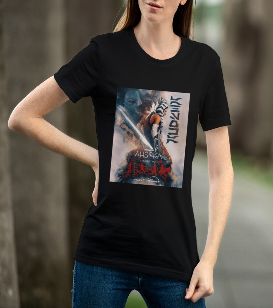 Star Wars Ahsoka Season 2 Premiering January 20 Disney Plus Featuring Lightsaber And Characters T-Shirt