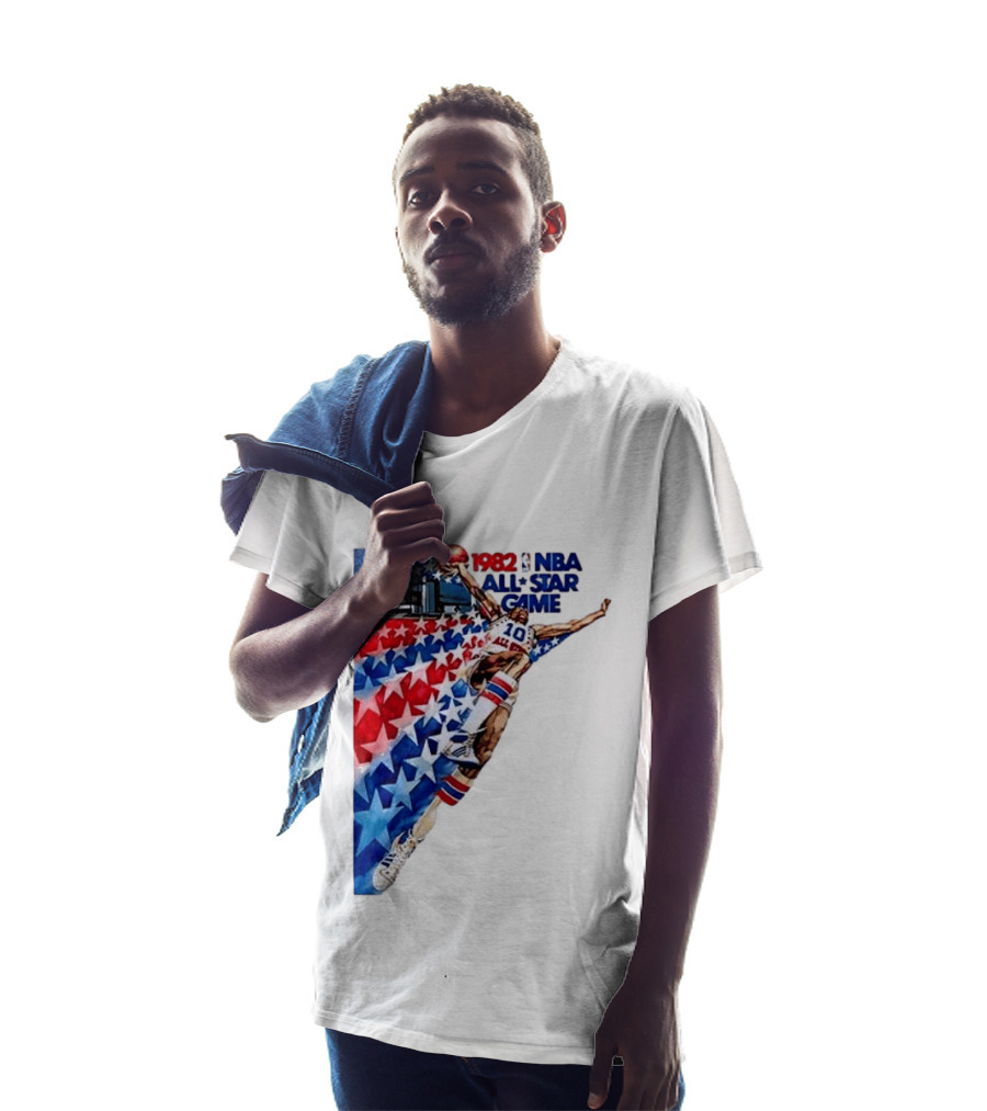 1982 NBA All Star Game Dunking Pose With Stars And Stripes T-Shirt
