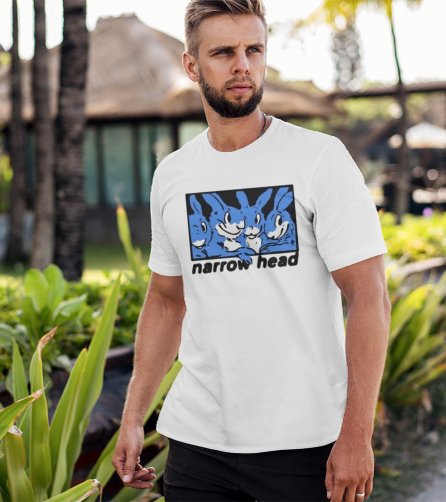 Narrow Head Four Rabbits Blue Black White T-Shirt