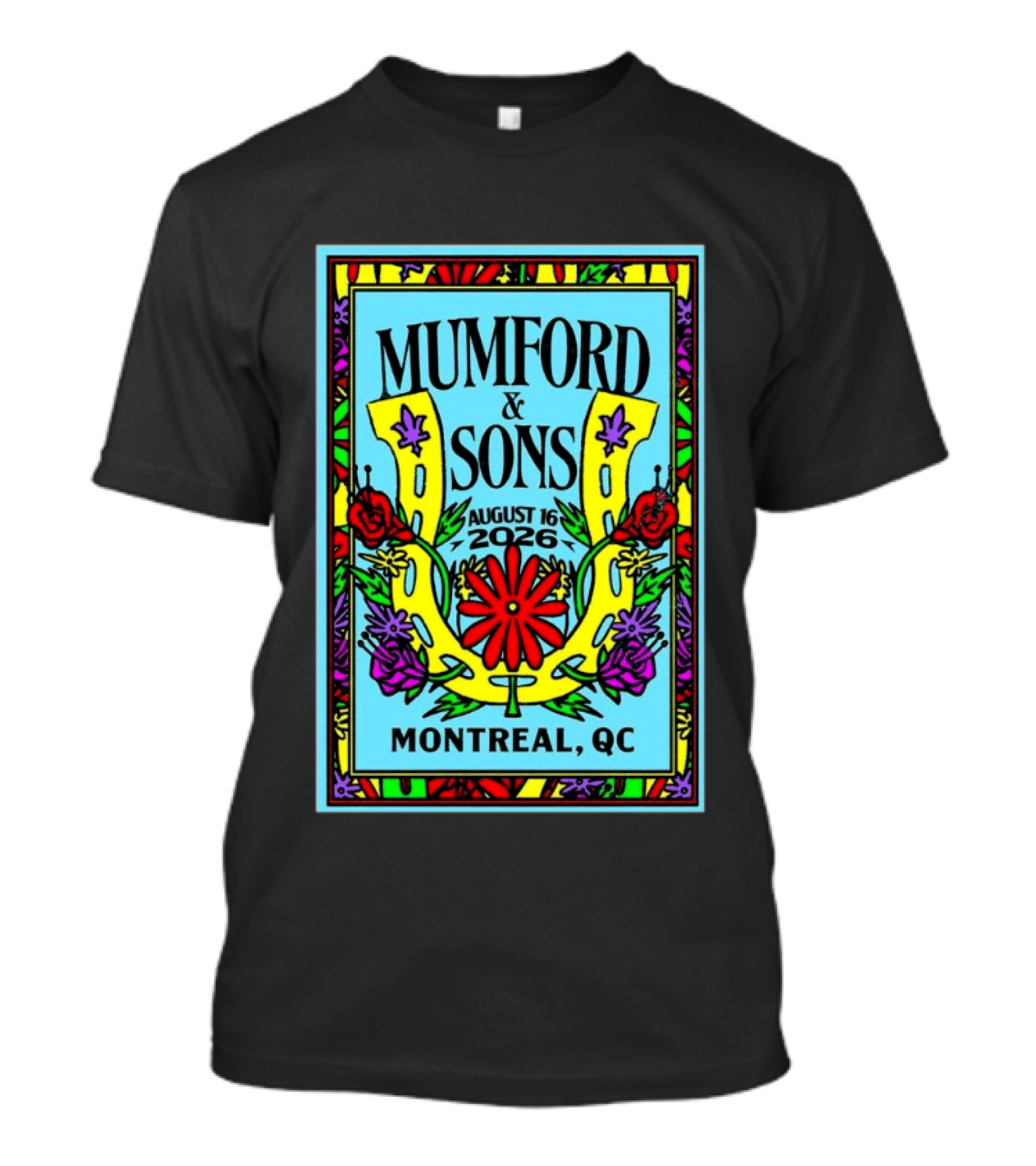 Mumford And Sons August 16 2026 Montreal QC Colorful Floral Concert T-Shirt