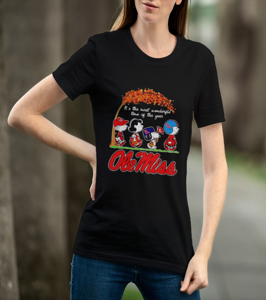 Ole Miss Rebels Peanuts Characters Most Wonderful Time Of The Year T-Shirt