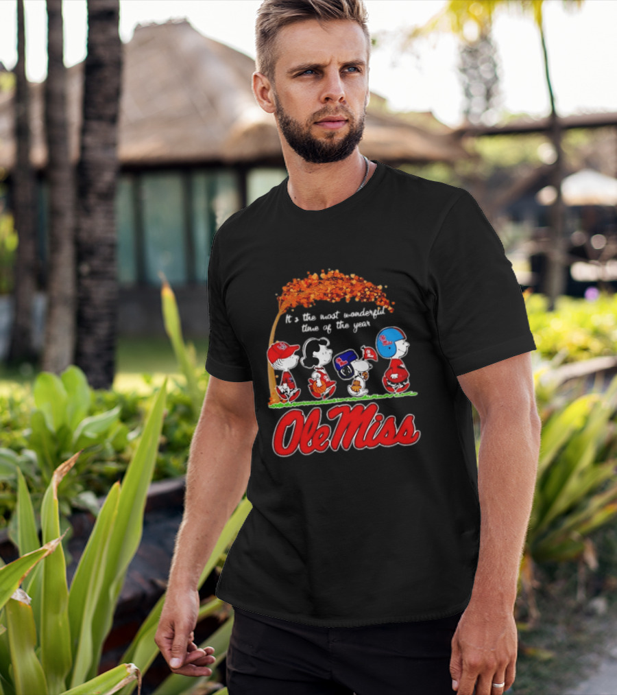 Ole Miss Rebels Peanuts Characters Most Wonderful Time Of The Year T-Shirt