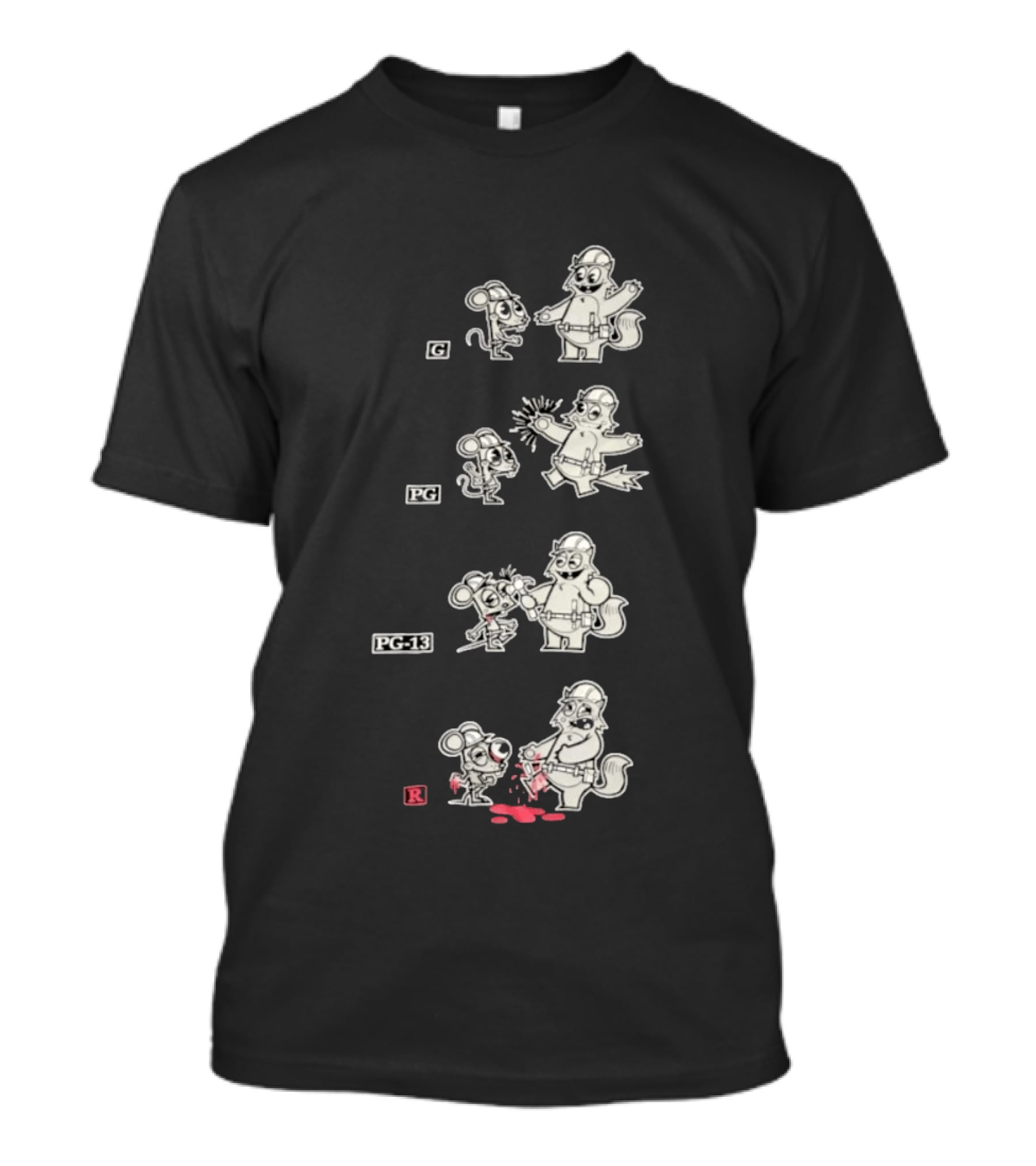 G To R Movie Rating Evolution Cartoon Film Characters Humor T-Shirt