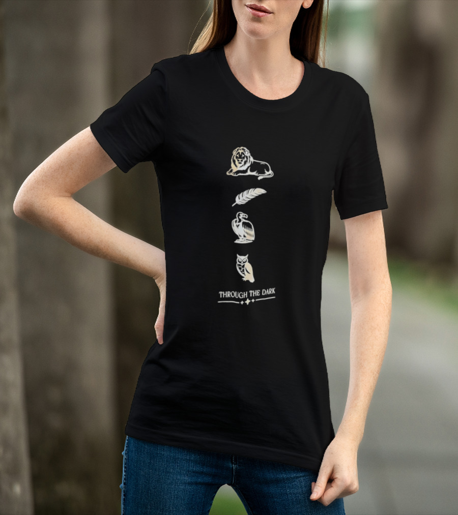 Through The Dark Lion Feather Heron Owl T-Shirt