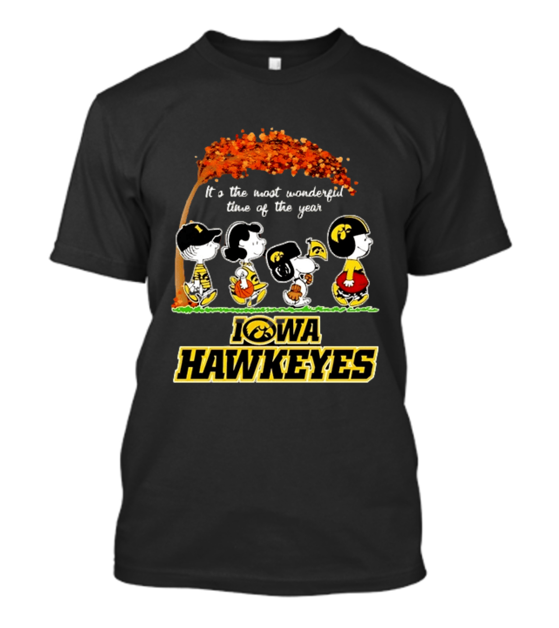 Iowa Hawkeyes Peanuts Characters It's The Most Wonderful Time Of The Year T-Shirt