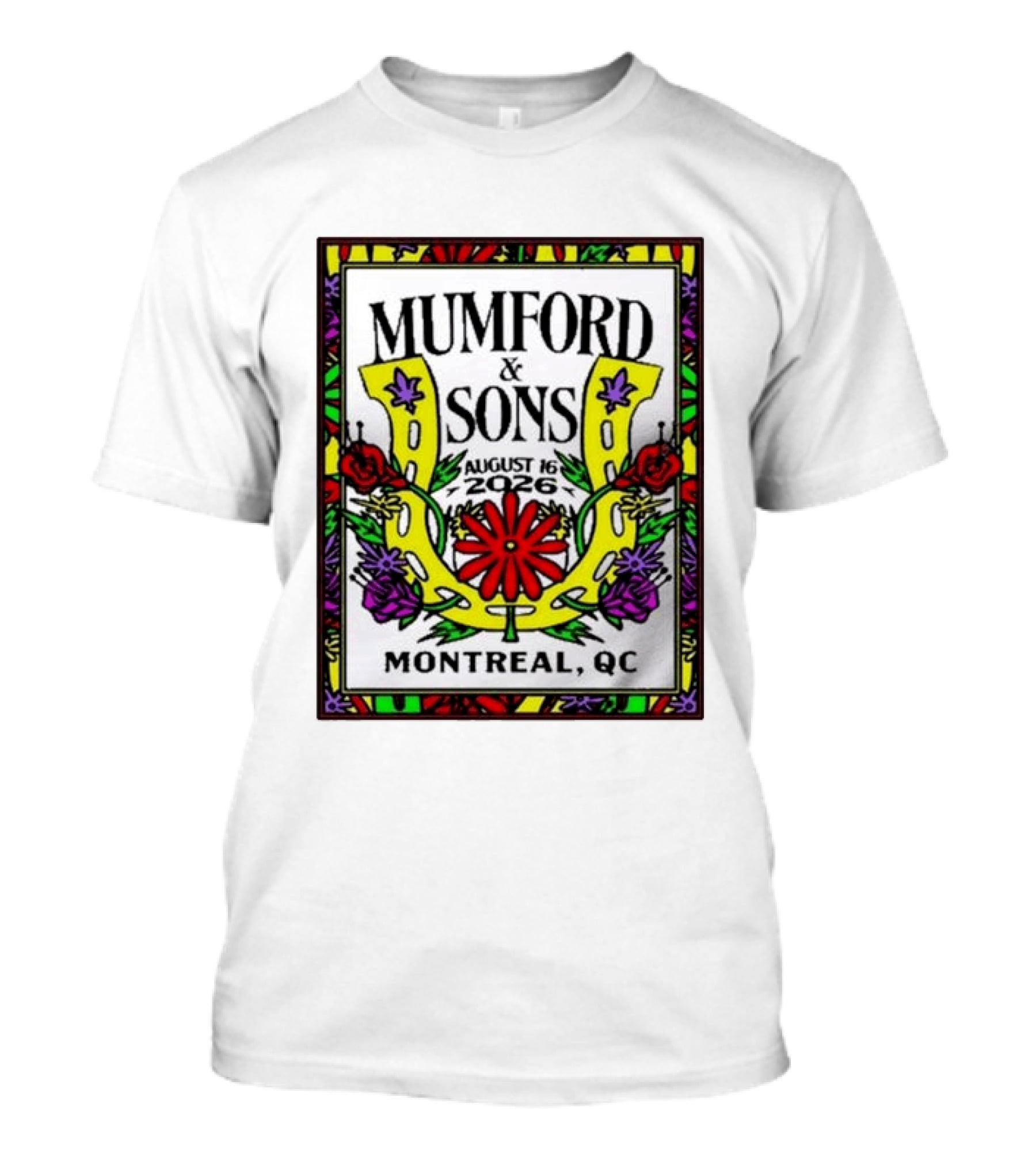 Mumford & Sons August 16 2026 Montreal QC Floral Horseshoe T-Shirt