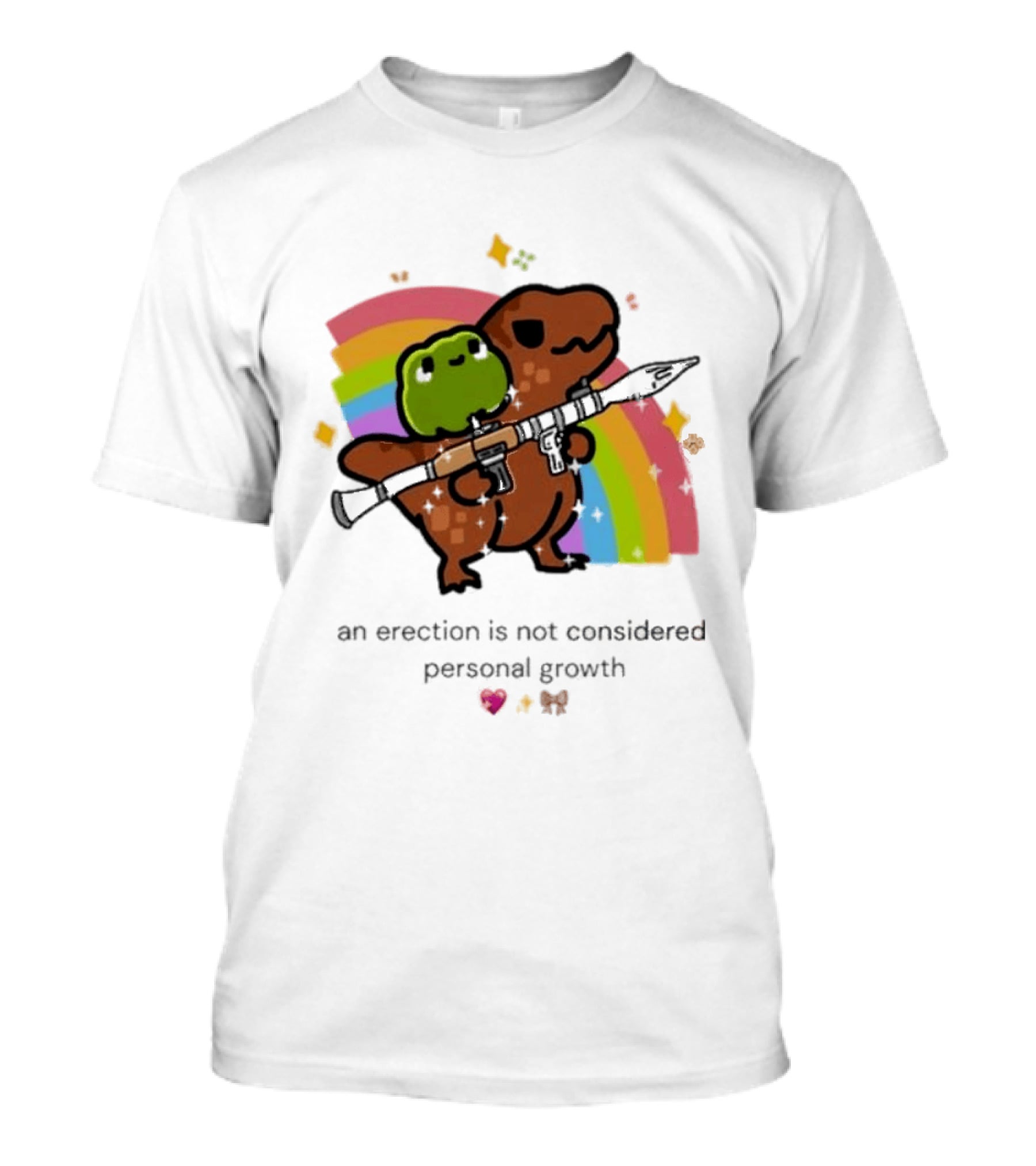 Original Rex Rocket An Erection Is Not Considered Personal Growth Rainbow Dinosaur Frog T-Shirt