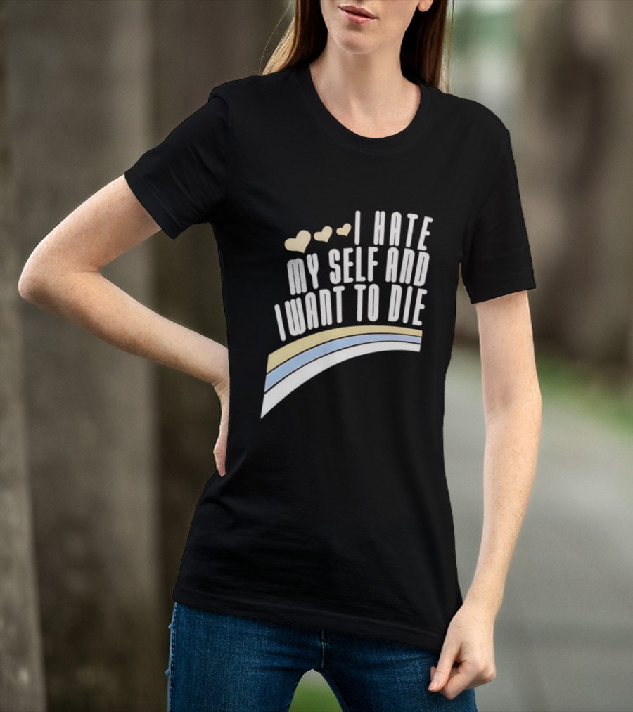 I Hate Myself And I Want To Die Nirvana Hearts Rainbow T-Shirt