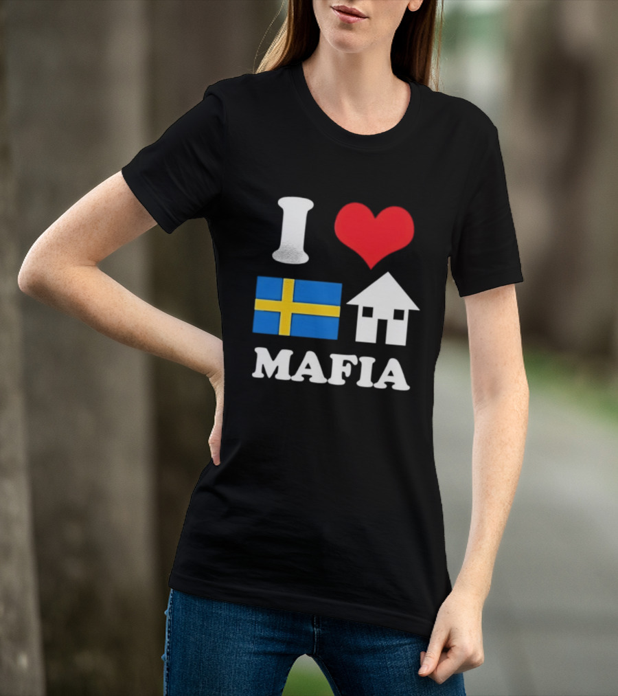 I Love Swedish Flag Heart House Mafia EDM Electronic Dance Music T-Shirt