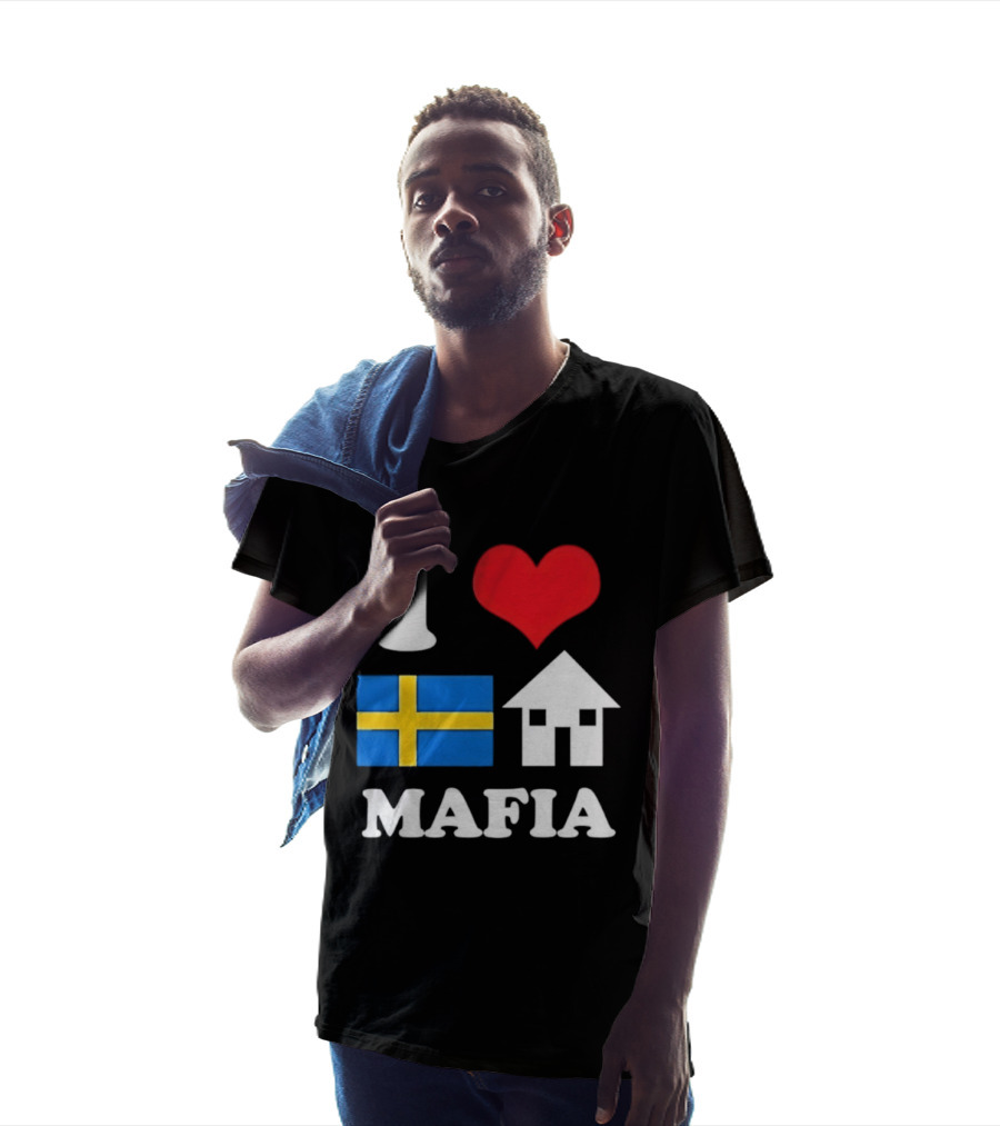I Love Swedish Flag Heart House Mafia EDM Electronic Dance Music T-Shirt