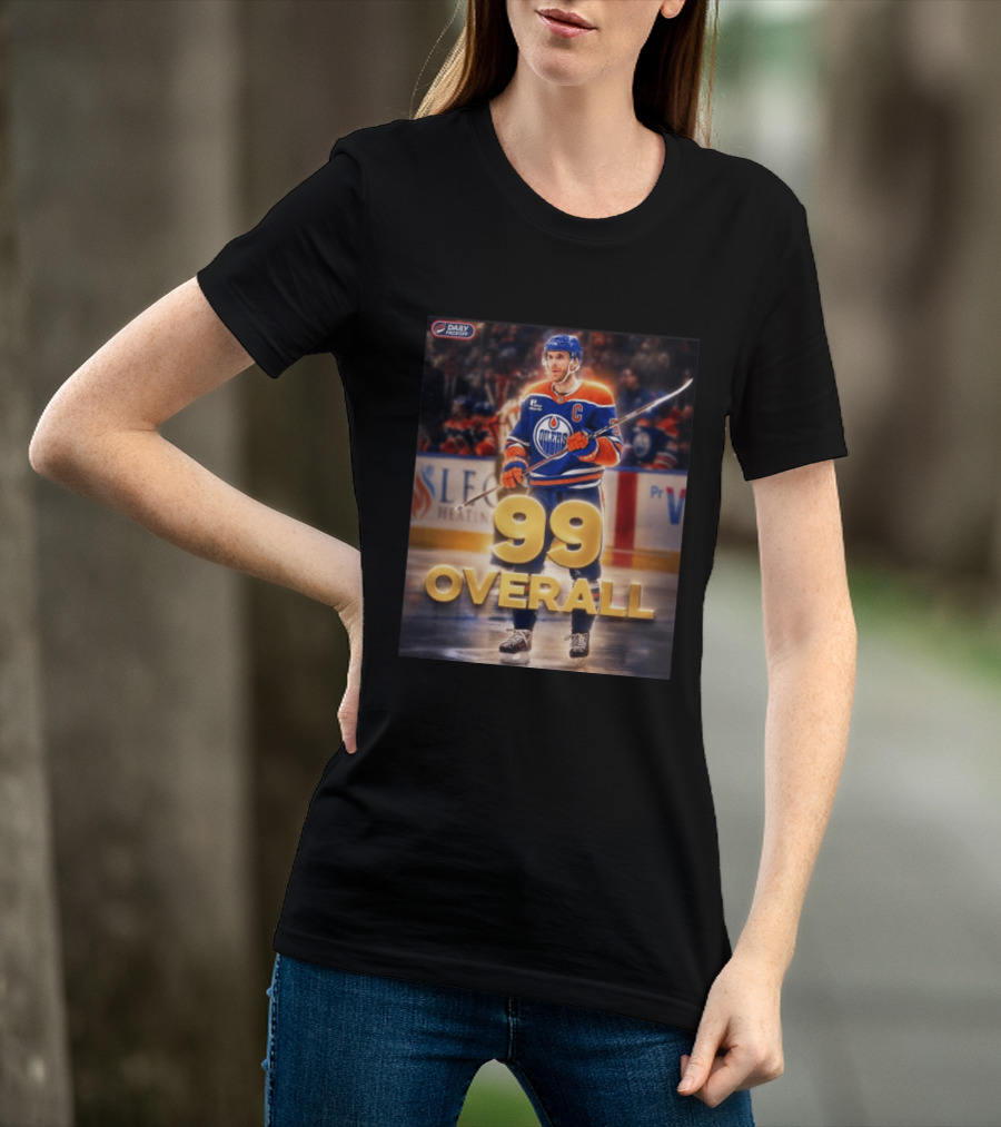 McDavid Oilers 99 Overall Daily Faceoff NHL Captain Hockey T-Shirt