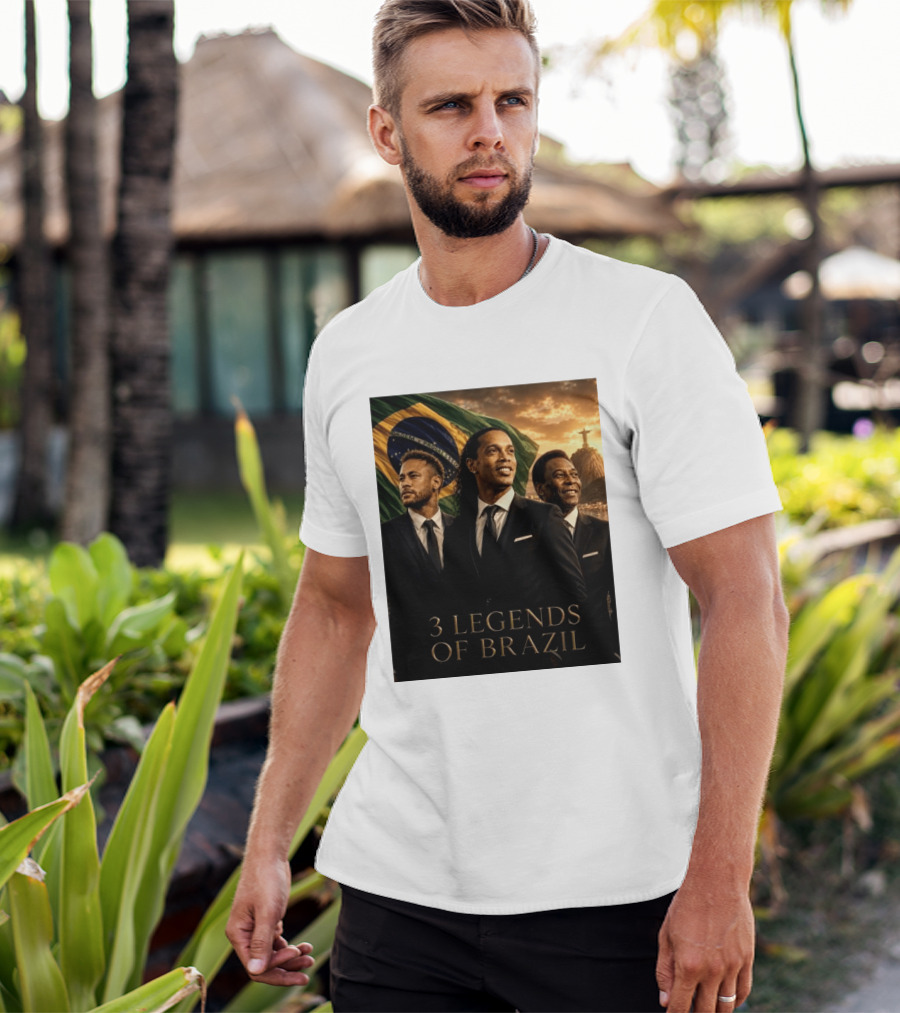 3 Legends Of Brazil Pelé Ronaldinho Neymar Brazilian Heritage T-Shirt