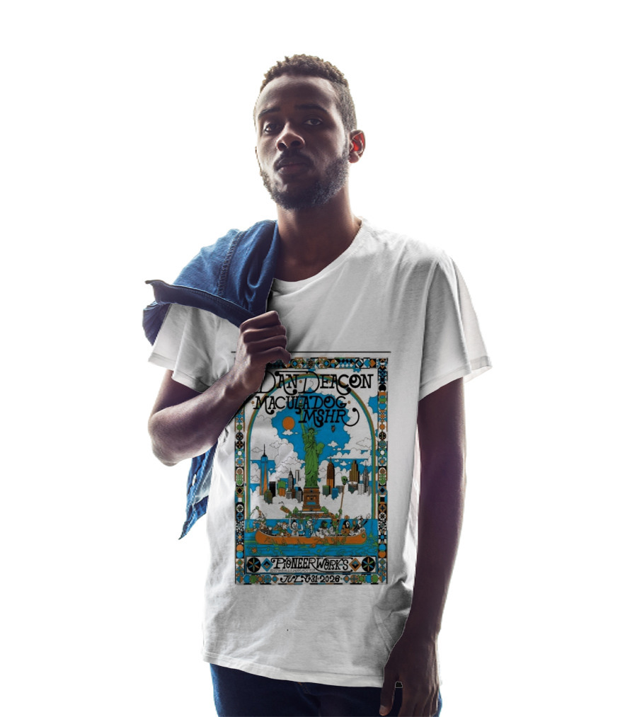 Dan Deacon MaculaDog MSHR Pioneer Works July 31 2026 Statue Of Liberty Skyline T-Shirt