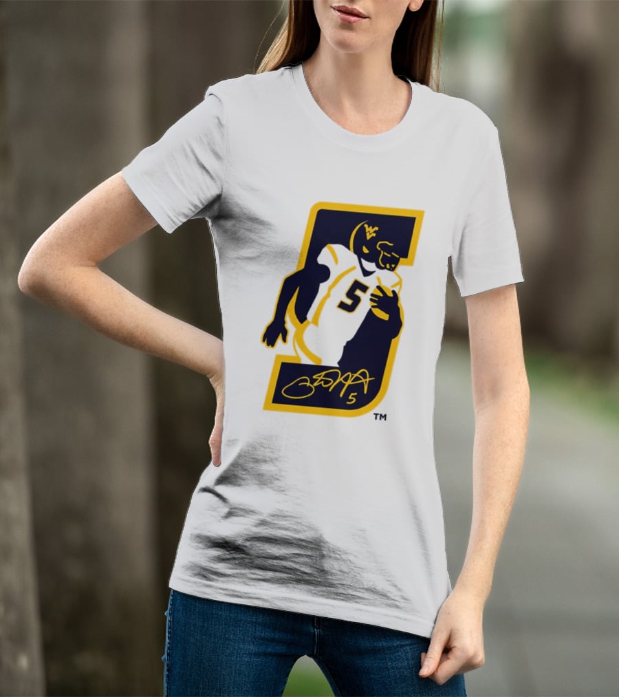 WVU Number 5 Pat White Signature Retirement T-Shirt