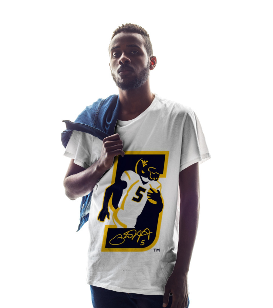 WVU Number 5 Pat White Signature Retirement T-Shirt