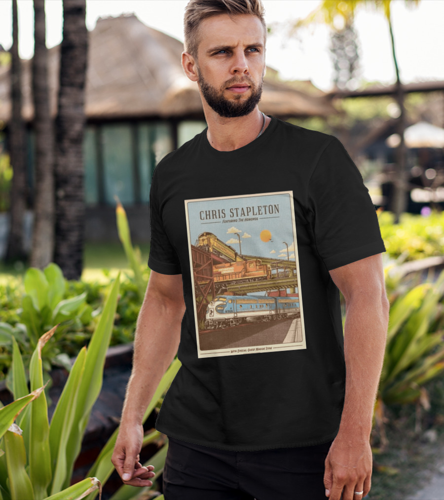 Chris Stapleton Featuring The Honchos Special Guest Maggie Rose Aug 19 2026 Allianz Amphitheater Riverfront Richmond Virginia Vintage Trains Scene T-Shirt