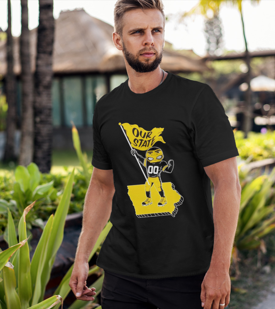 Herky The Hawk Flag Our State Iowa Map T-Shirt