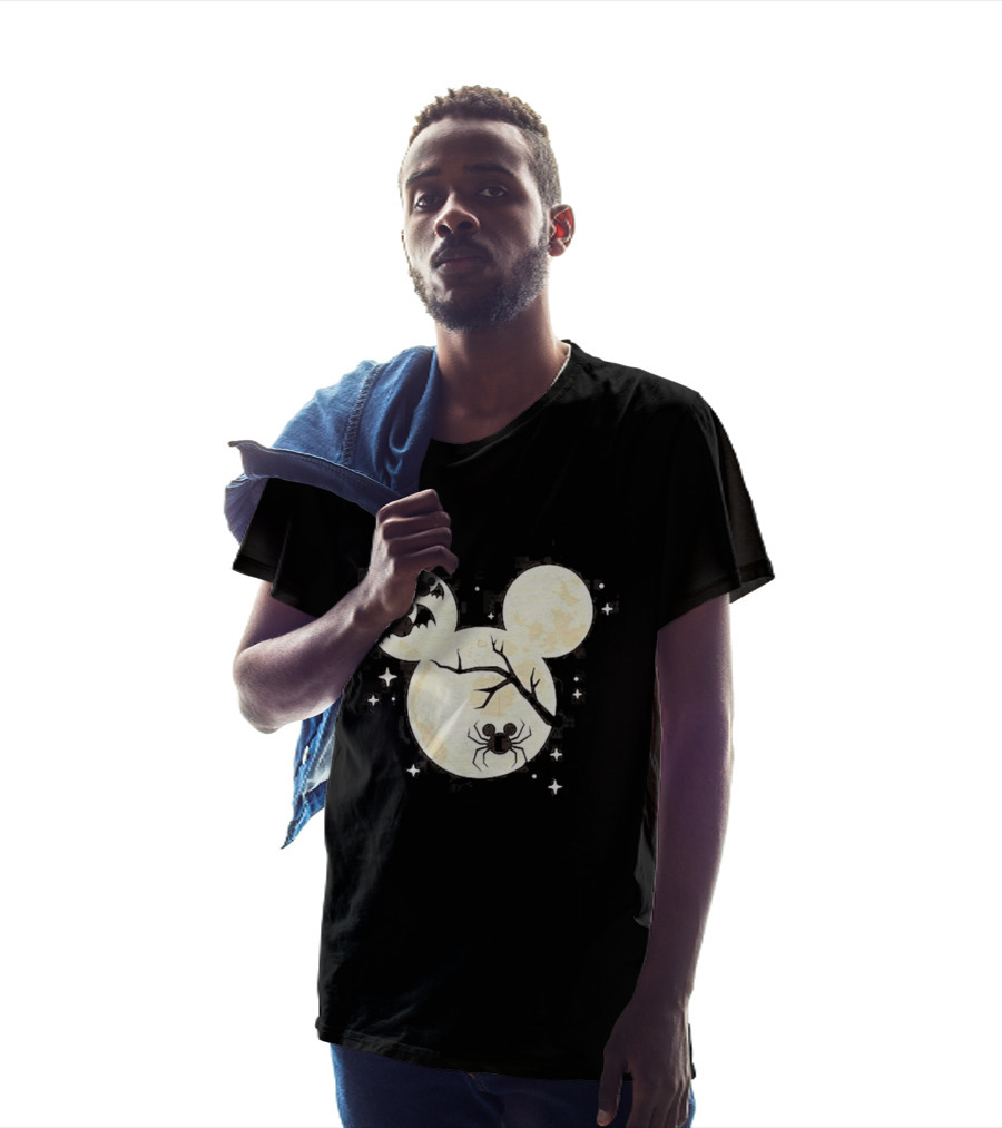 Mickey Mouse Moon Head Halloween Bat Spider Disney T-Shirt