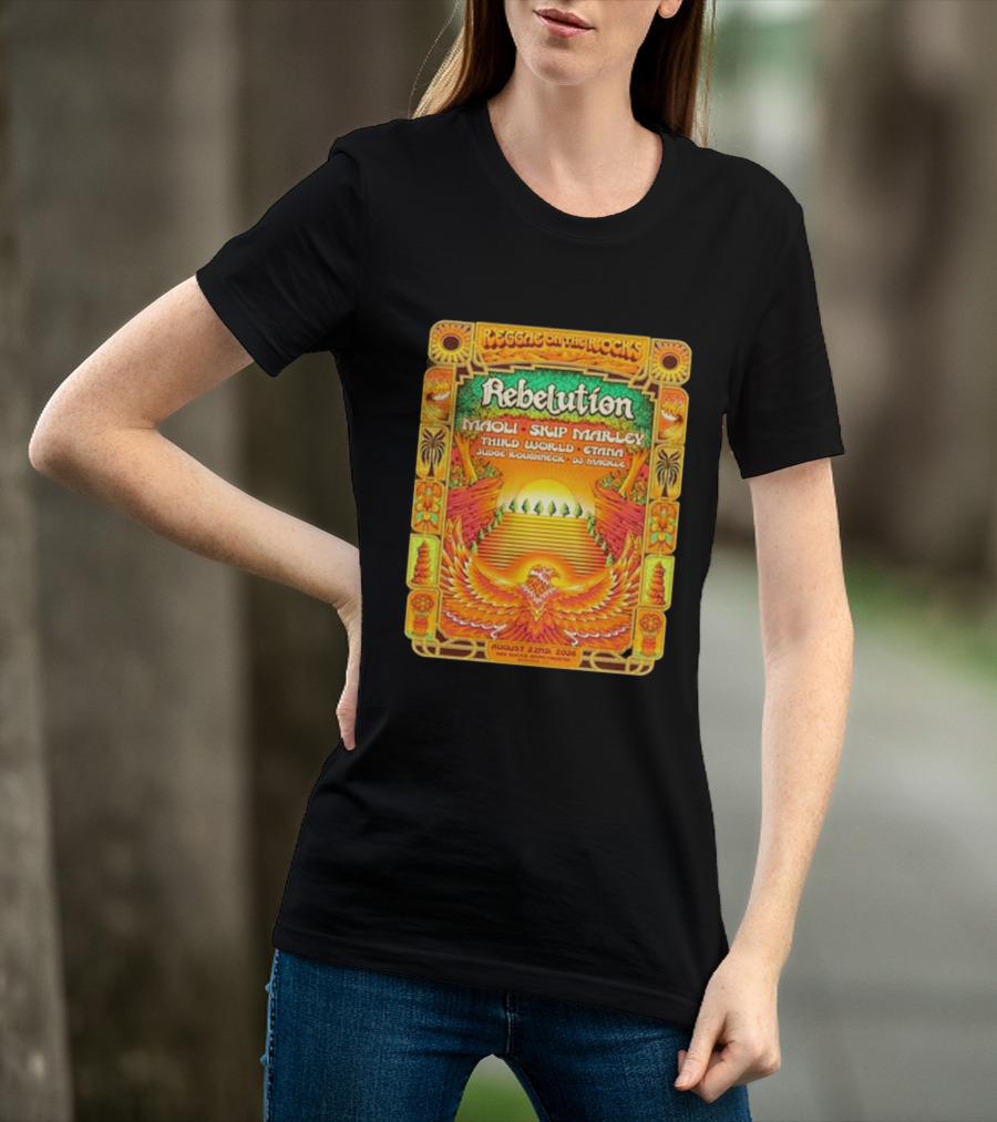 Rebelution Reggae On The Rocks 2026 Maoli Skip Marley Third World Etana August 22nd T-Shirt