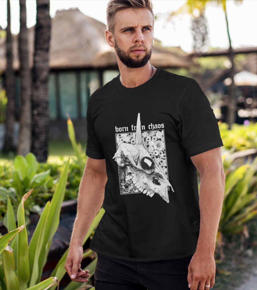 Born From Chaos Animal Skull Floral Gothic Aesthetic T-Shirt