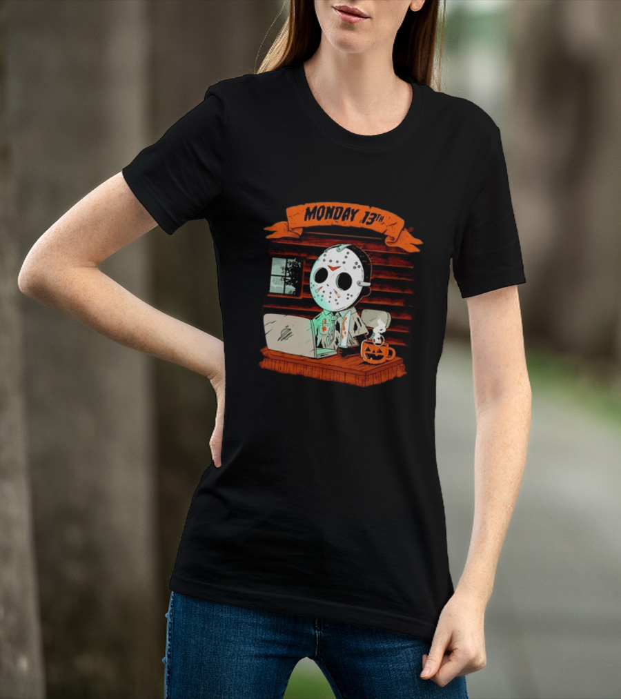 Jason Voorhees Monday 13th Office Work Halloween Horror Movie T-Shirt