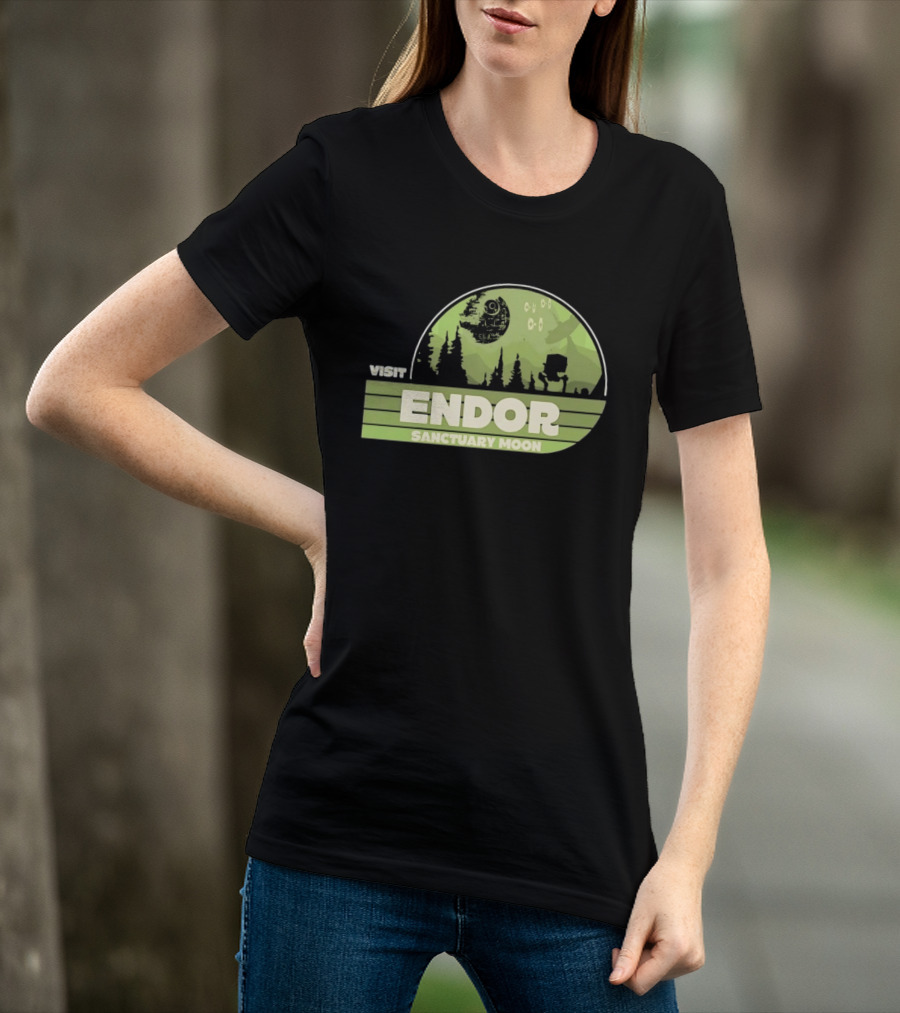 Visit Endor Sanctuary Moon Star Wars Retro Sci Fi Scene T-Shirt