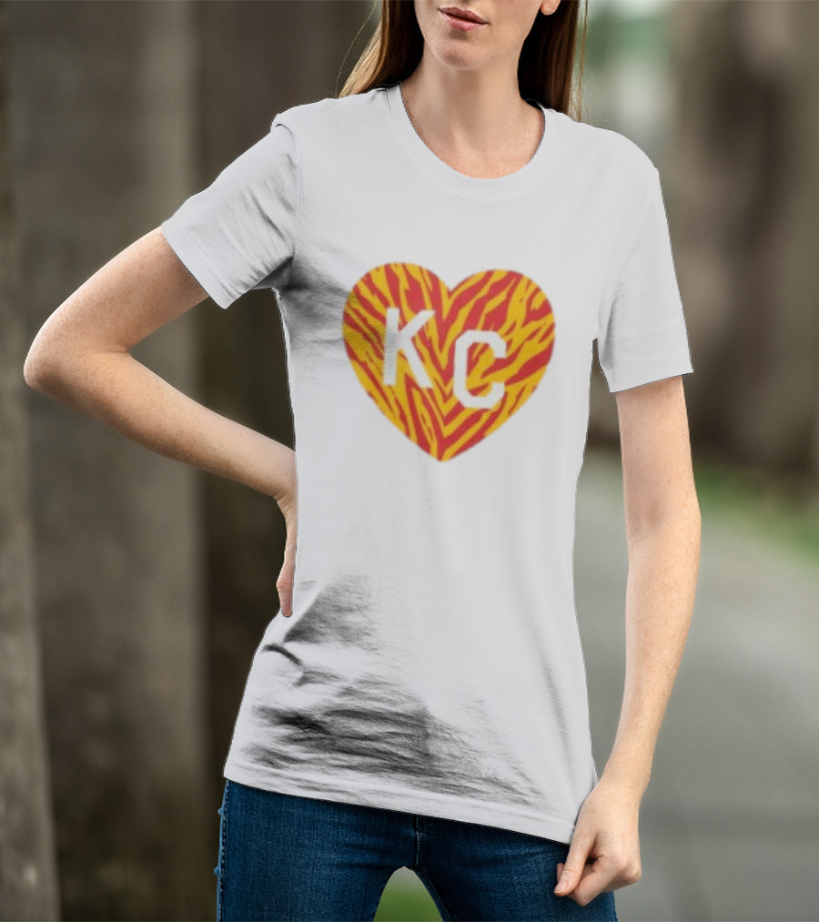 Made In KC Red Yellow Stripes Heart Charlie Hustle T-Shirt