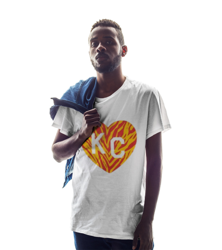 Made In KC Red Yellow Stripes Heart Charlie Hustle T-Shirt