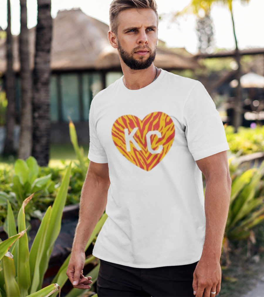 Made In KC Red Yellow Stripes Heart Charlie Hustle T-Shirt