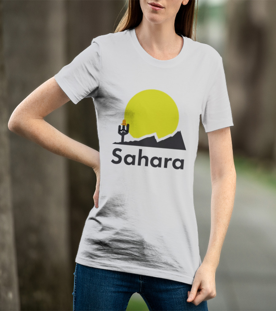 Sahara Desert Cactus Pixel Art With Sombrero Sunset Scene T-Shirt