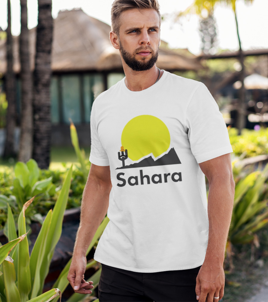Sahara Desert Cactus Pixel Art With Sombrero Sunset Scene T-Shirt