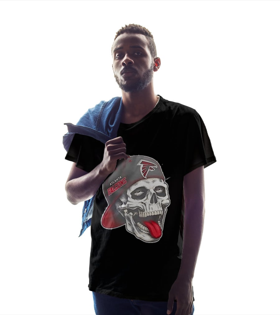 Atlanta Falcons Skull Cap Tongue Out Sports Fan T-Shirt