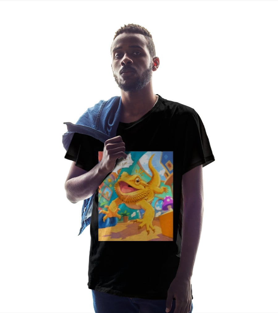 Bearded Dragon Hello People I Want To Eat Funny Lizard Cartoon T-Shirt