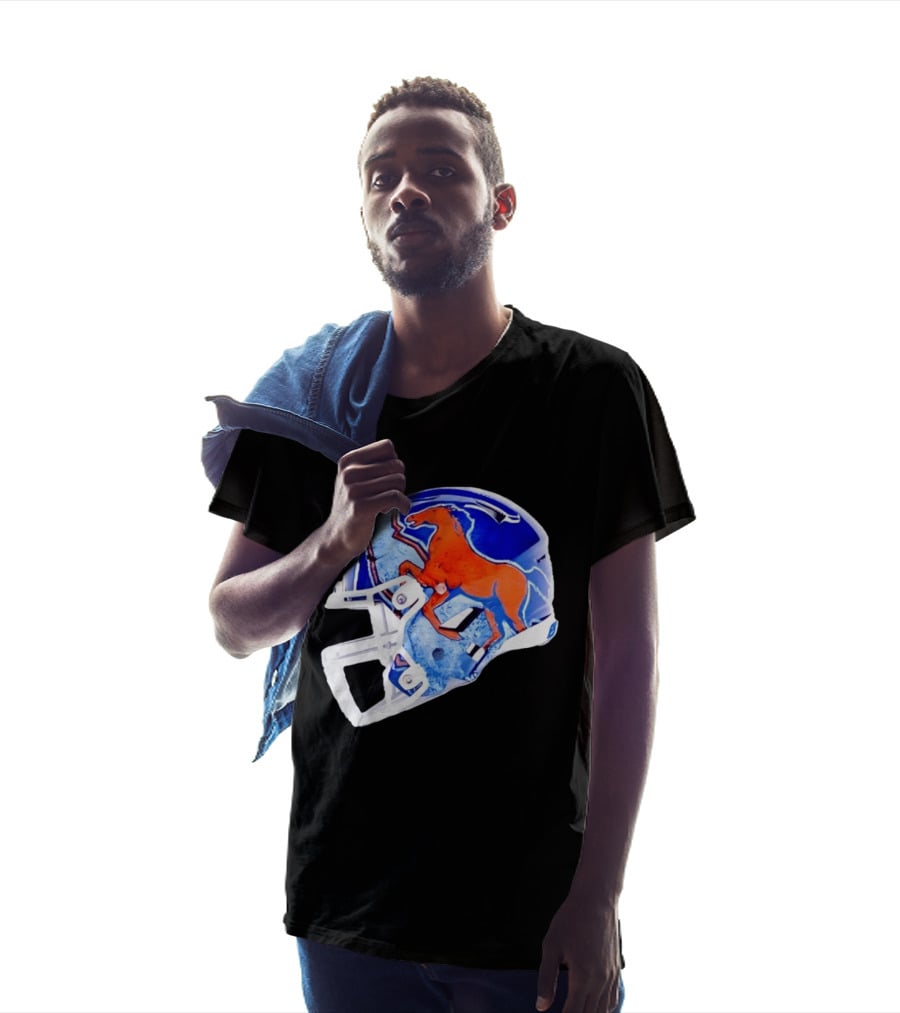 Denver Broncos Horse Helmet Blue And Orange NFL Team Gear T-Shirt